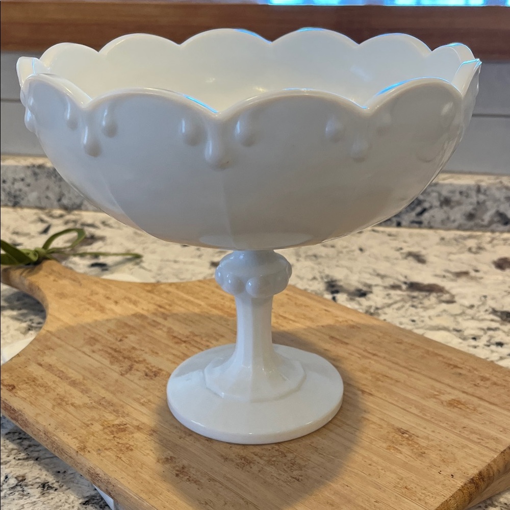 Rare! Vintage Indiana Glass: Garland Milk Glass Compote Bowl
